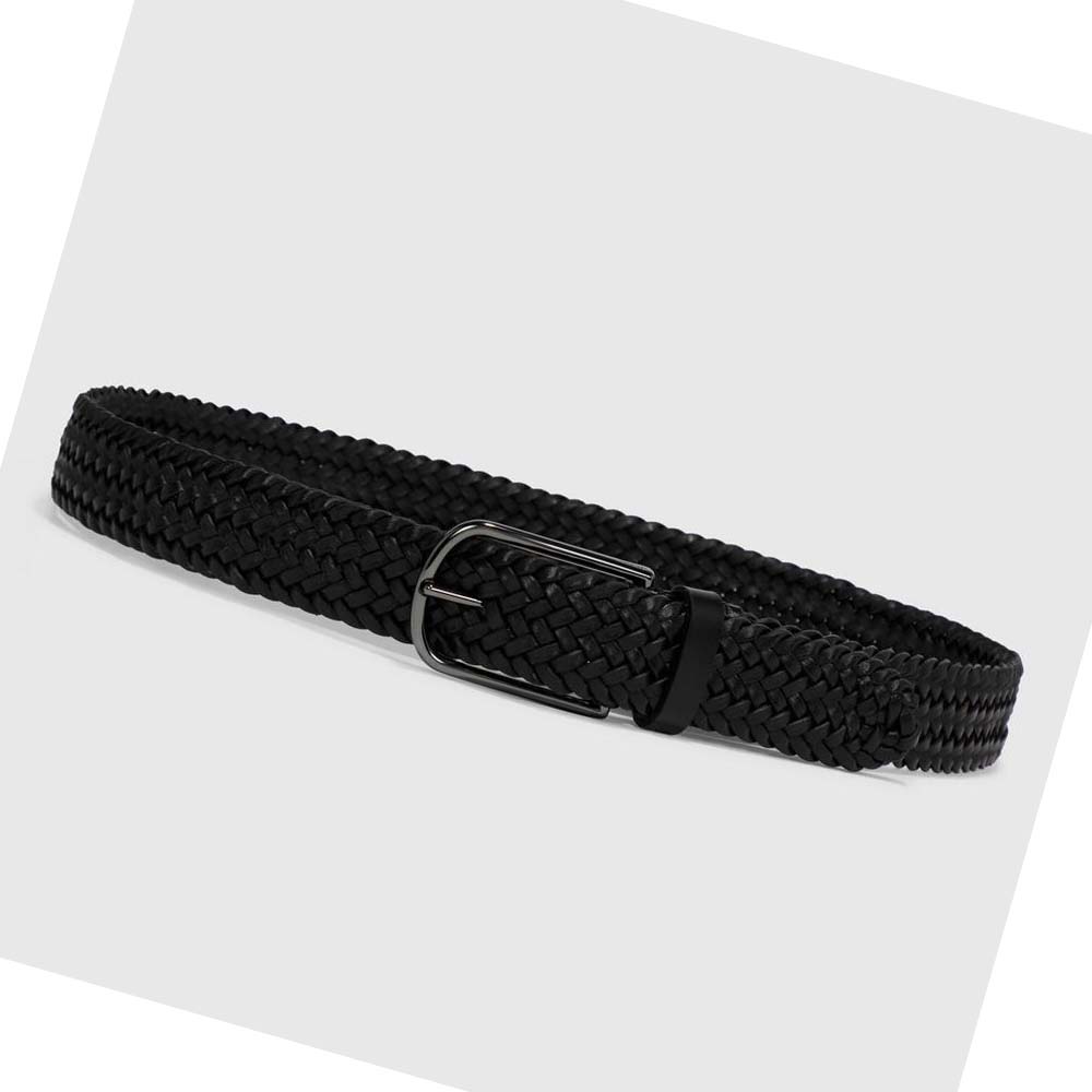 Women's Ecco Italian Braided Belts Black | SG 406VRW